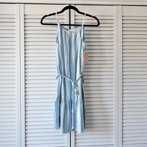 Bella Dahl NWT Girl Size 12 Blue and White Striped Belted Tiered Dress | Size 12